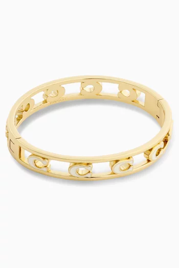 Open Enamel C Hinged Bangle Bracelet