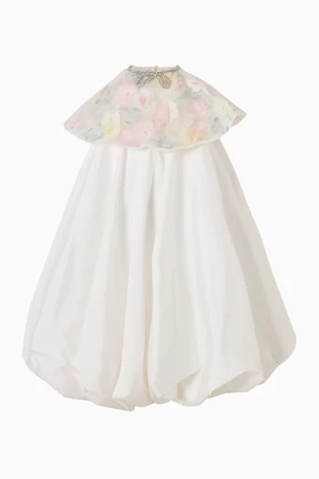 Embroidered Cape Balloon Dress
