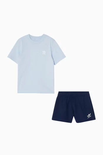 Trefoil Logo T-shirt & Shorts Set in Cotton