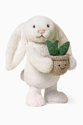 Cream Bunny with Plant Toy