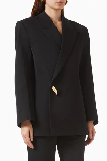 Prisma-button Blazer in Wool Grain de Poudre
