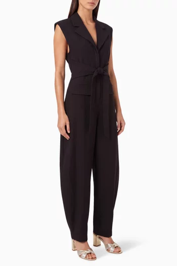 Kira Tie-waist Barrel-leg Jumpsuit
