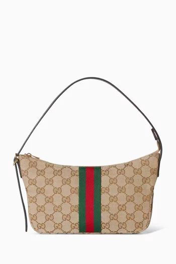حقيبة كروس لونيتا صغيرة بنقشة حرفي GG قنب
