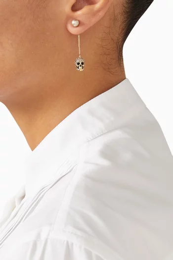 أقراط متدلية بتصميم جمجمة مزينة بكريستال بافيه نحاس