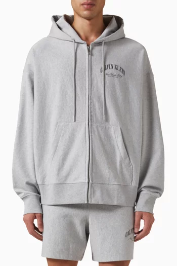 Varsity Logo Zip-up Hoodie in Cotton-fleece