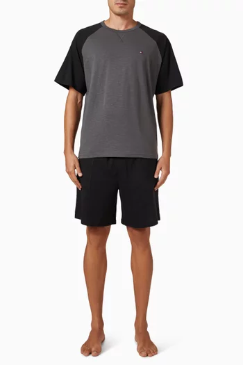 Essential Textured Jersey Shorts Pyjama Set in Cotton