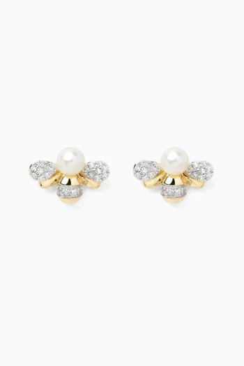 Ara Bambi Pearl & Diamond Earrings in 18kt Gold