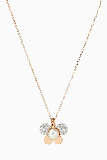 Ara Bambi Pearl & Diamond Necklace in 18kt Rose Gold