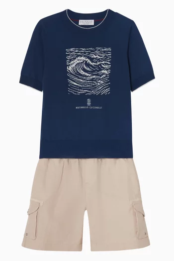 Water Inlay T-Shirt in Cotton Knit