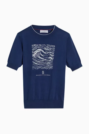 Water Inlay T-Shirt in Cotton Knit