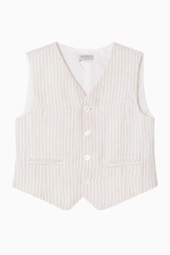 Striped Vest in Linen