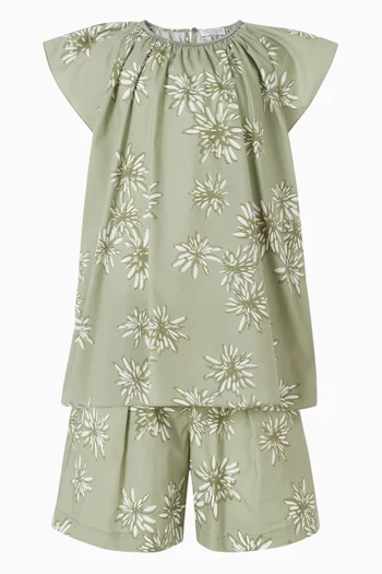 Daisy-printed Dress in Monili Cotton