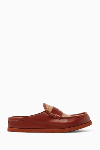1774 Naples Clog Sandals in Raffia & Leather