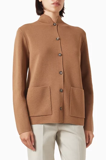 Mandarin Collar Jacket in Silk & Cotton