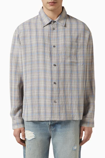 Plaid Shirt in Linen-blend