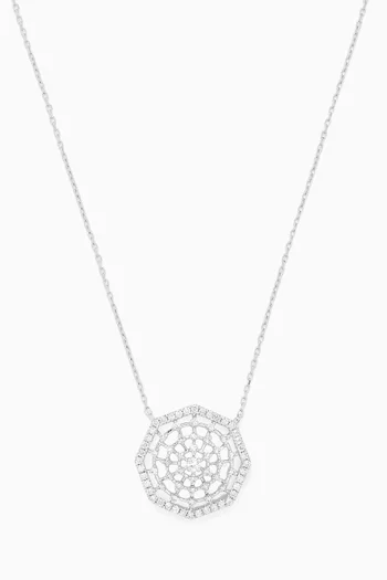 Octagonal Net Diamond Necklace in 18kt White Gold