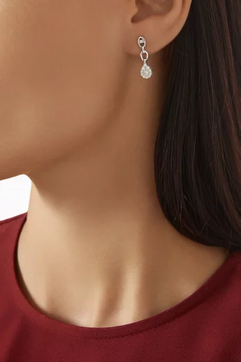 Oval Diamond Drop Earrings in 18kt White Gold