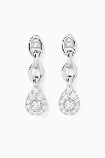 Oval Diamond Drop Earrings in 18kt White Gold