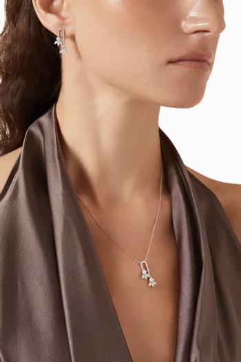 Leaf Motifs Diamond Lariat Necklace in 18kt White Gold