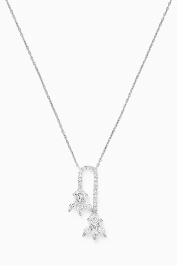 Leaf Motifs Diamond Lariat Necklace in 18kt White Gold