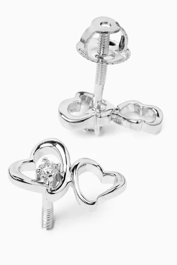 Two Hearts Diamond Earrings in 18kt White Gold
