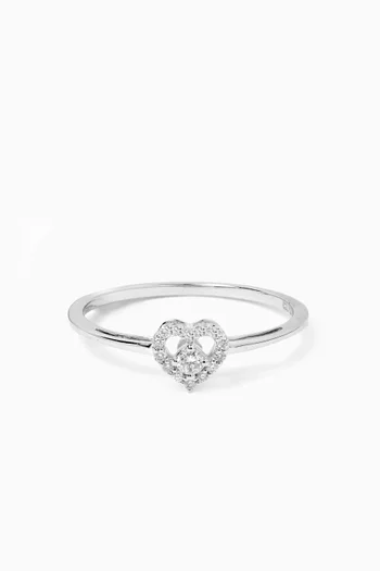Open Heart Diamond Ring in 18kt White Gold