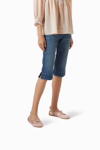 Kick Ballet Flats in Satin & Suede