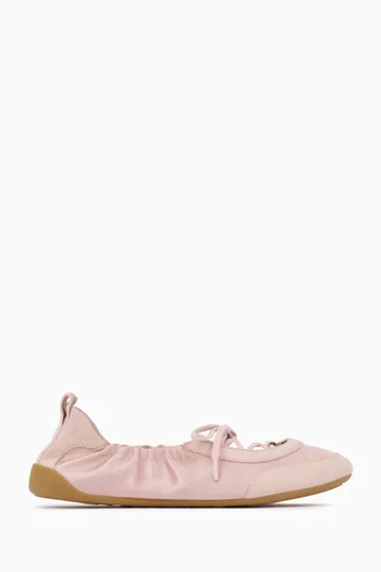 Kick Ballet Flats in Satin & Suede
