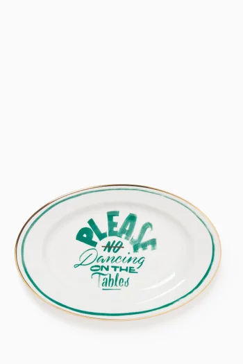 Large No Dancing Platter in Porcelain