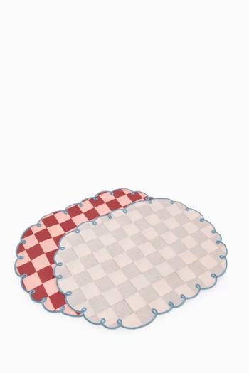Dama Chessboard Placemats in Cotton, Set of 2