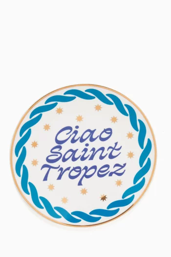 طبق مزين بعبارة Ciao Saint Tropez بورسلين