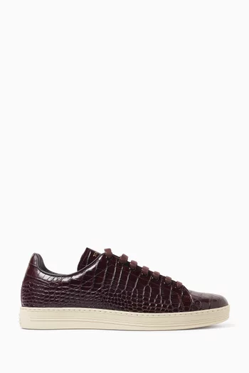 Warwick Low-top Sneakers in Croc-embossed Leather