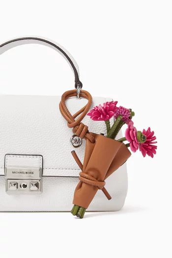 Floral Bouquet Bag Charm in Leather