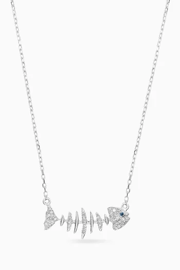 Baby Wishbone Diamond Pendant Necklace in 18kt Gold