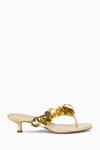 Loretta 50 Sequin-embellished Sandals in Metallic Leather