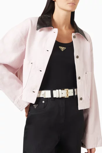 Enamel-logo Belt in Leather