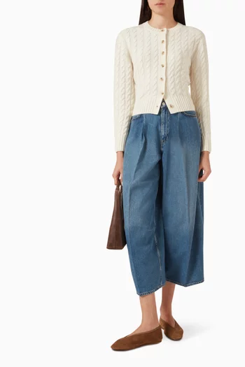 Cable-knit Cardigan in Merino Wool