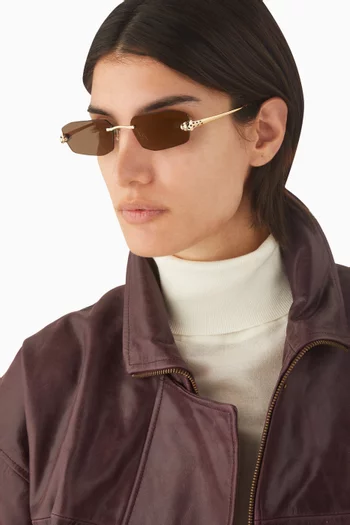 Panthère Rectangular Sunglasses in Gold-tone Metal