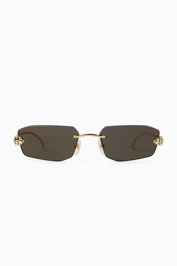 Panthère Rectangular Sunglasses in Gold-tone Metal