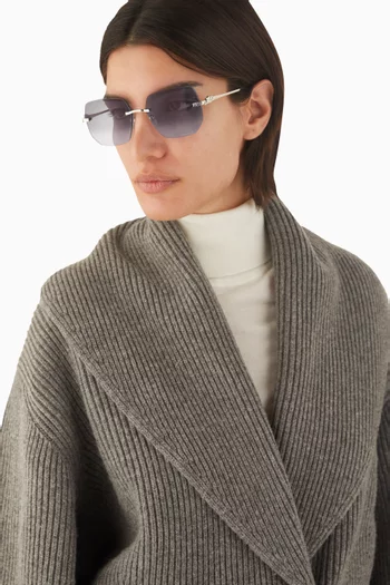 نظارة شمسية بانثير بتصميم مربع معدن مطلي بلون فضي