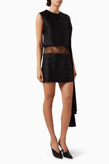 Lace-detail Mini Dress in Silk