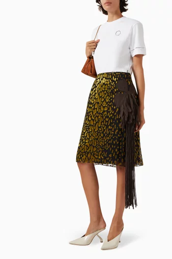 Leopard-print Skirt in Silk-blend