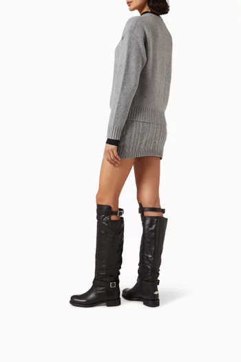 Biker Knee-high Boots in Leather