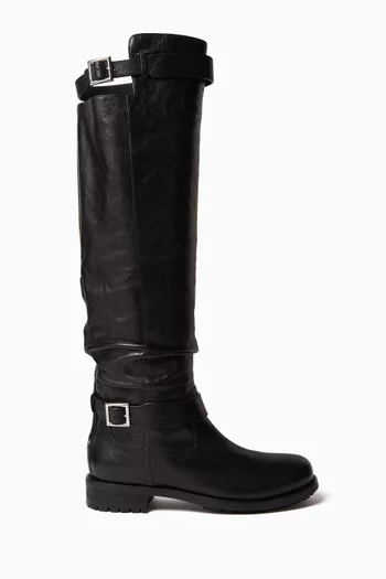 Biker Knee-high Boots in Leather