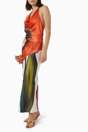 Derby Floral Maxi Dress in Satin