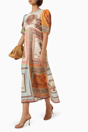 Alberta Printed Dress in Linen