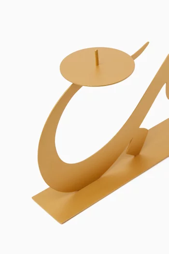 حامل شمعة بتصميم كلمة الحب معدن ذهبي اللون