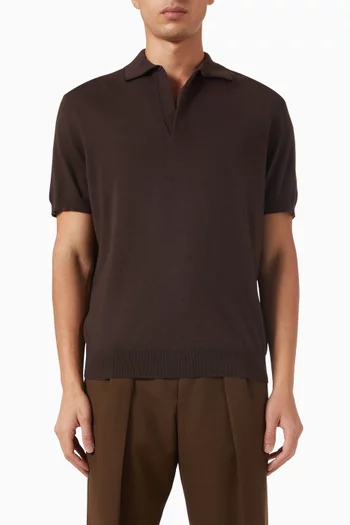 Collared Polo T-shirt in Silk-cotton