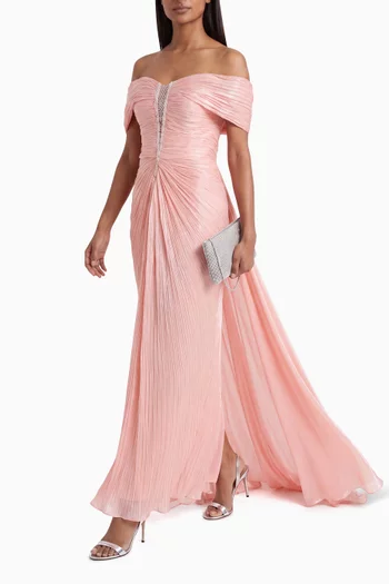 Off-shoulder Embellished Gown