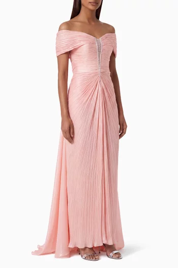 Off-shoulder Embellished Gown